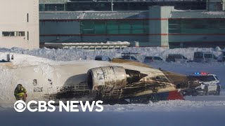 Delta plane flips upside down after crash landing in Toronto, injuries reported