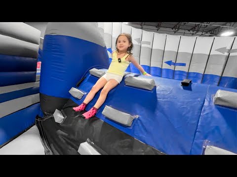 SUPERSLiDE?! Oak finds NEW WORLDS BIGGEST Bouncy House Toilet Slide and plays Floor is Lava!
