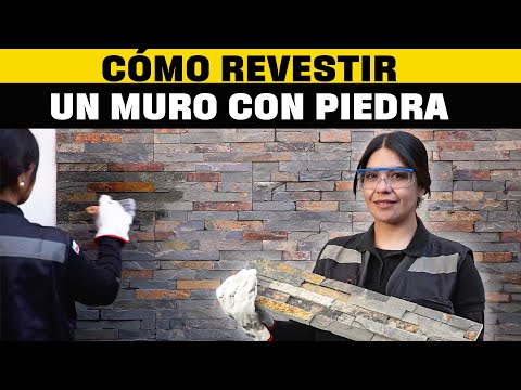 Part of a video titled Cómo revestir un muro con piedra I Taller del especialista - YouTube