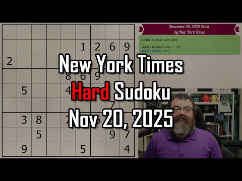NYT Hard Sudoku Walkthrough | Nov 20, 2025