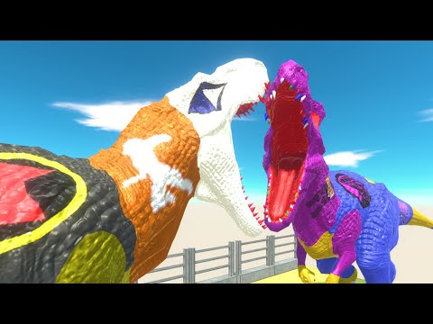 BLACK WIDOW T-REX VS THANOS T-REX DEATH RUN SKY-Animal Revolt Battle Simulator