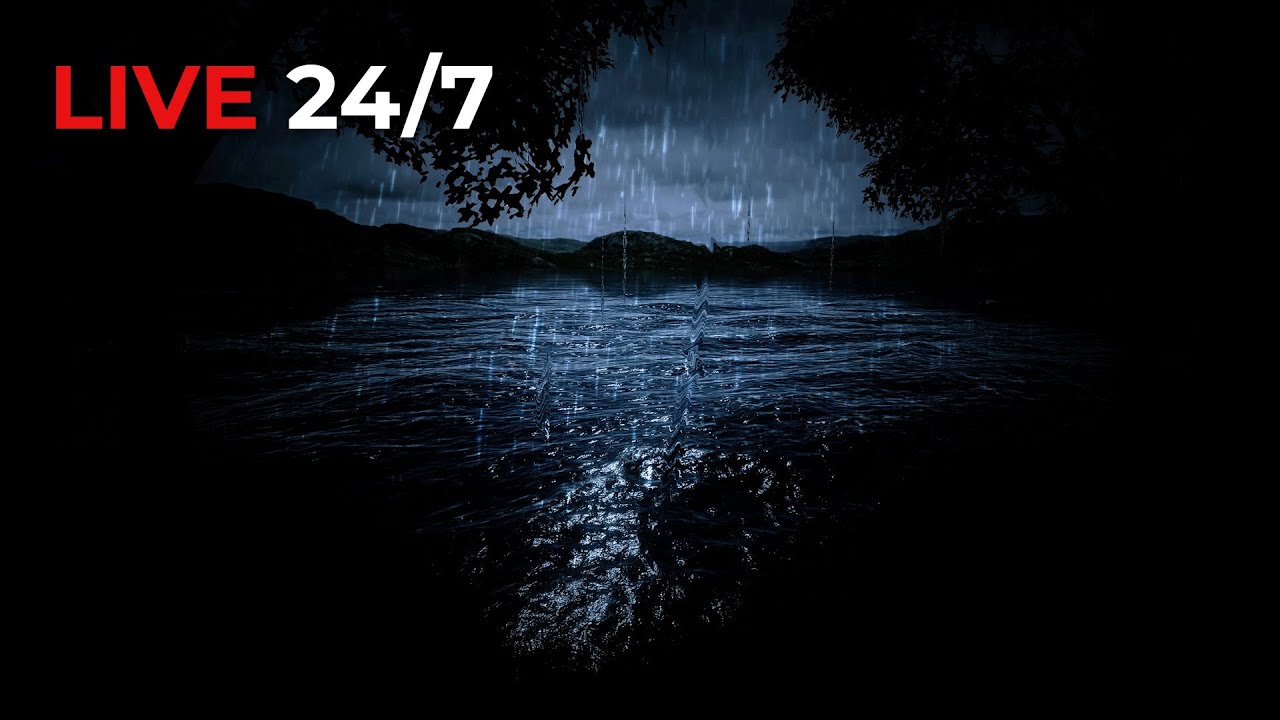 🔴 Strong Ocean Rainstorm and Distant Thunder Sounds for Sleeping | Dimmed Screen Thunderstorm
