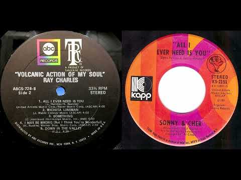 1st RECORDING OF - All I Ever Need Is You - Ray Charles 1971 & Sonny And Cher Version Stereo 1971
