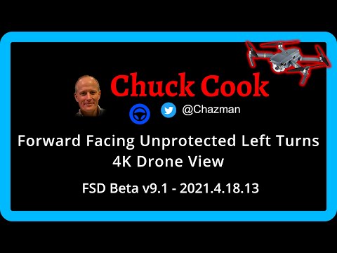 Tesla FSDBeta Forward Facing Unprotected Left Turns with Drone View - Much Better