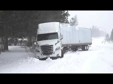 01-27-2021 Weed, CA - Blizzard Aftermath - Tipped Over 18-Wheeler