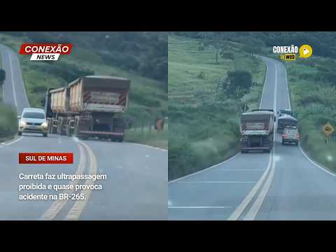 Vídeo: Carreta faz ultrapassagem proibida e quase provoca acidente na BR-265.