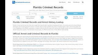 Florida Criminal Records and Arrest History Lookup.