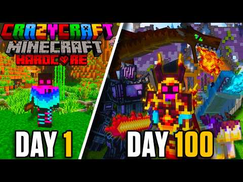 I Survived 100 Days in CRAZYCRAFT in Minecraft Hardcore!!