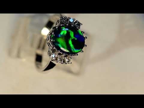 m16271 white gold 18k Australian opal diamond ring