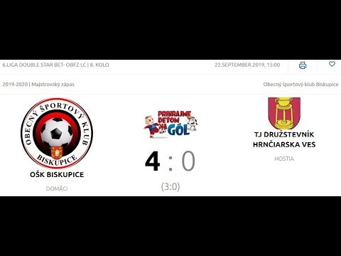 OŠK BISKUPICE - TJ DRUŽSTEVNÍK HRNČIARSKA VES 4:0 22.9.2019