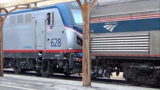 preview picture of video 'New ACS-64 electric #628 on Amtrak's California Zephyr - Ottumwa, IA 12/27/14'