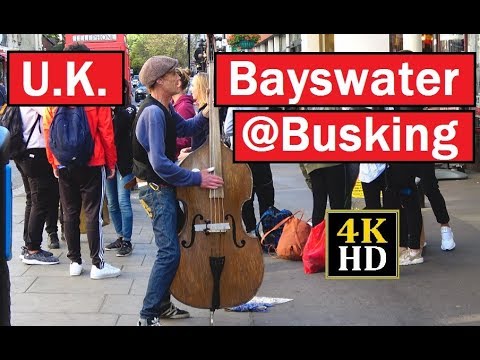 Bayswater Tube station, street Busker, near Hyde Park, Queensbay Road "razzamatazed"