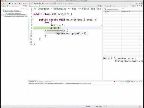Die Zählschleife in Java mit Hilfe des Debuggers ausführlich erklärt
