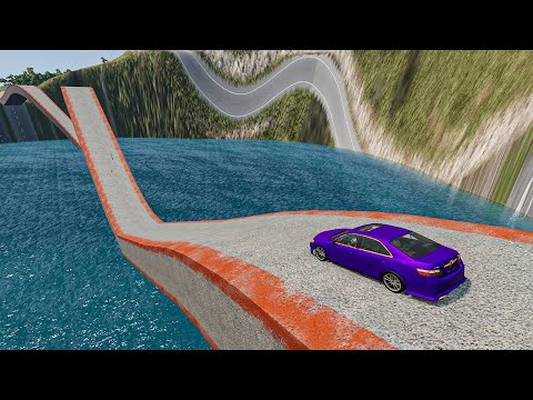 Impossible Weird Wave Bridge Crossing Cars Vs Deep Water Stunt - BeamNG.Drive