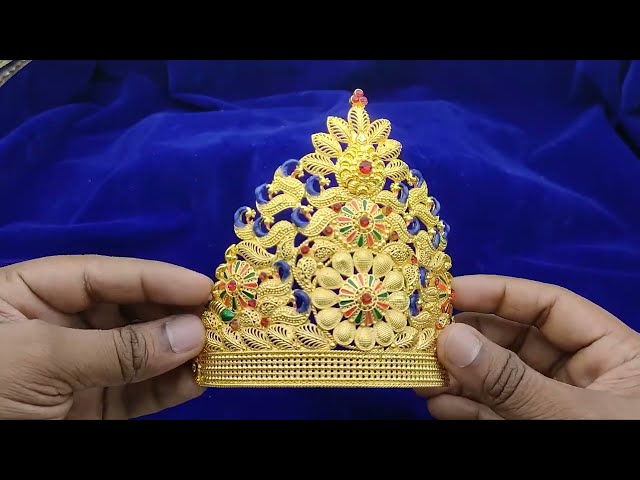 Mukut for Devi Devta in Golden Meenakari Work for Head size (6 inches Ear To Ear Dimension) video
