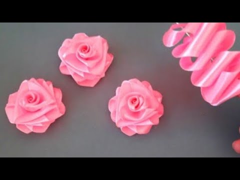 DIY Stain Ribbon Rose flowers | How to make ribbon rose | ribbon hacks | amazing ribbon trick