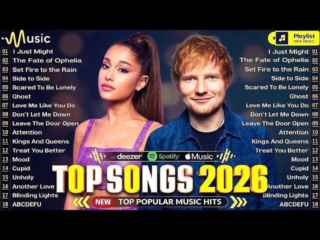 Rihanna, Ed Sheeran, Adele, Ariana Grande, Selena Gomez, Taylor Swift - Billboard Top 100 Songs 2026 SDDEFAULT Thumbnail