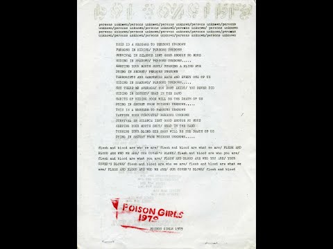Poison Girls - Persons Unknown - 1980 / In Memory of Vi Subversa - 20 June 1935 – 19 February 2016