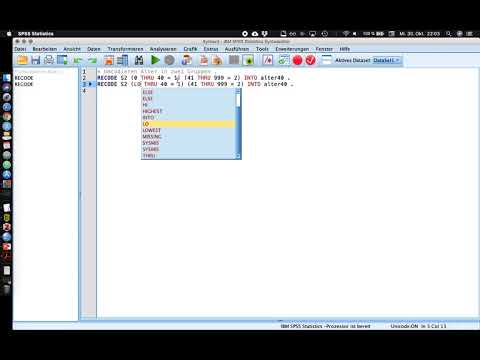 022 Umcodieren von Variablen mit RECODE INTO in der SPSS Syntax: Schlüsselwörter