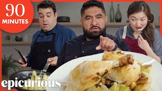 3 Chefs Try to Make Roast Chicken Dinner with No Recipe in 90 Minutes | Epicurious