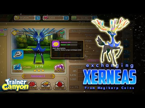 Exchanging Xerneas 🦌 With Magikarp Coins in Trainer Canyon | Monster Park, Hey Monster | MadKnight