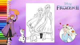 Disney Frozen 2 Coloring Pages - Disney Princess Elsa & Anna Sisters with Olaf