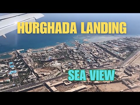 LANDING HURGHADA AIRPORT (Wizz Air) | April 2024 | sea view with hotel names