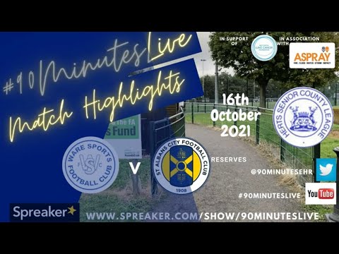 HERTS SENIOR COUNTY LEAGUE action as WARE SPORTS face ST ALBANS CITY Reserves on 16/10/21