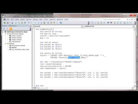 Excel 2010 VBA Tutorial 92   ADODB   SQL Multiple Parameters and Data Types