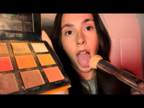 ASMR- Fast and aggressive spit painting your makeup with stuttering (normal volume/soft spoken)🖤