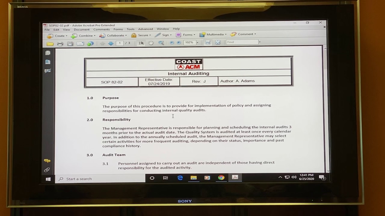 SOP 82.02 INTERNAL AUDITING