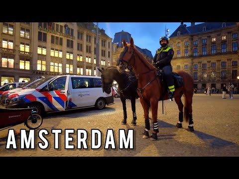 ⚽️Football Fans in Amsterdam Netherlands 4K Walking Tour in the Evening