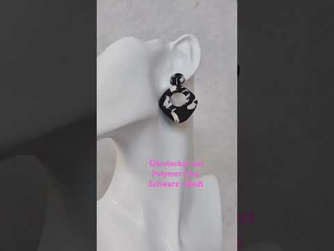 Ohrstecker Polymer Clay Schwarz-Weiß
