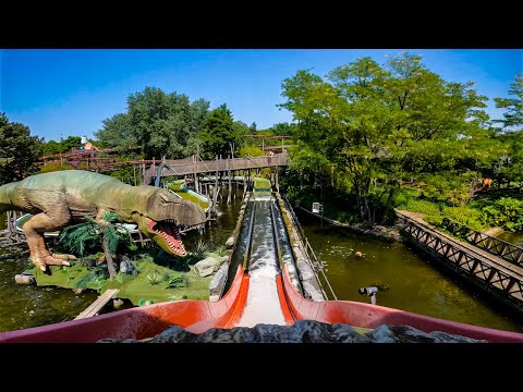 Dino Splash 4K 60fps on-ride POV Plopsaland De Panne (2023)
