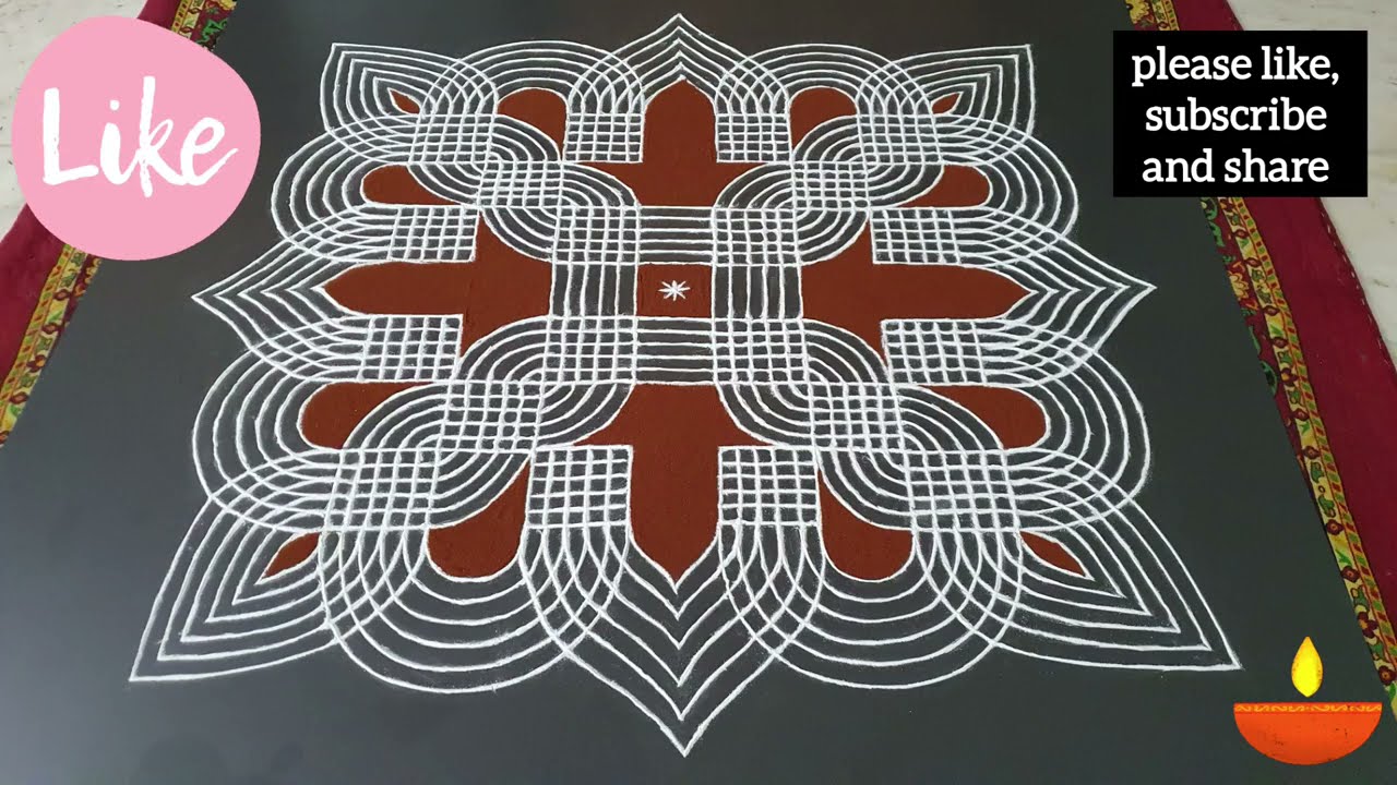 Traditional padi kolam design by passion of indian homemaker