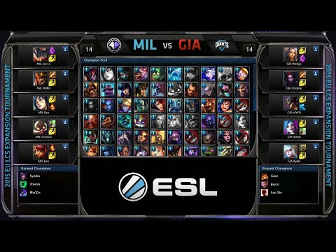 Millenium vs GIANTS Game 1 | EU LCS Expansion Tournament Spring 2015 | MIL vs GIA G1