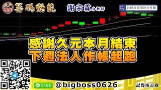 【大戶羅盤籌碼動能】 #謝宗霖0529，感謝久元本月結束 下週法人作帳起跑 (圖)