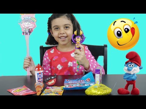 تذوق حلويات غريبة جيلاتين سنافر سكاكر و أكثر! Candy taste challenge Video