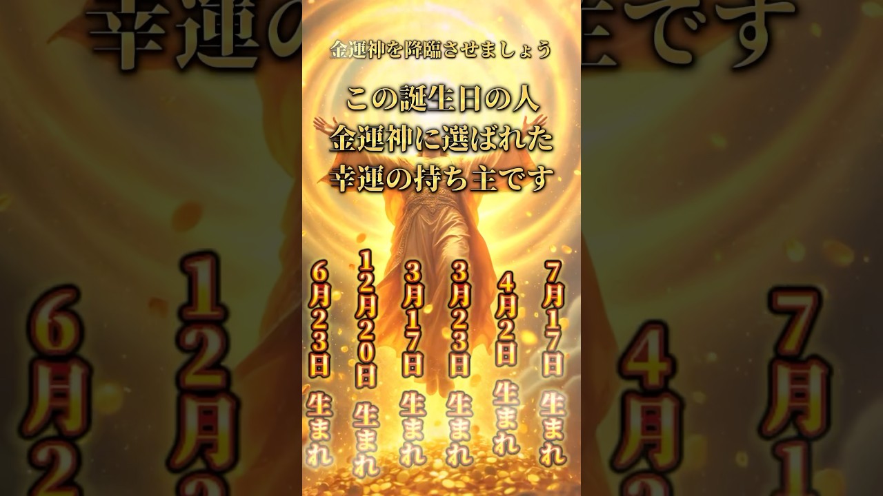 【金運神】この誕生日の人は、金運神に選ばれた幸運の持ち主です！ #金運アップ #開運 #誕生日占い