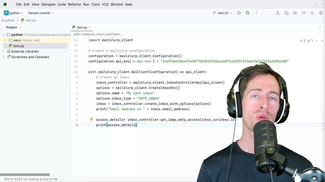 Send and receive email in Python with SMTP and MailSlurp thumbnail