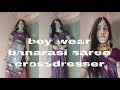 Boy Wearing Banarasi Saree Crossdresseing Mala To Female Boy Wear Saree