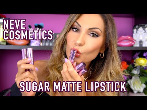 NEVE COSMETICS NUOVI ROSSETTI SUGAR MATTE💄|| Swatches con matite abbinate e prime impressioni