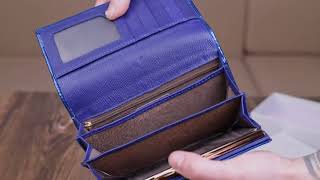 Стильный женский кошелек из лакированной кожи с визитницей ST Leather 19404 синий