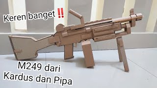 Download lagu Wow‼️Making an M249 Gun from Cardboard and Pipe | M249 Toy Gun mp3