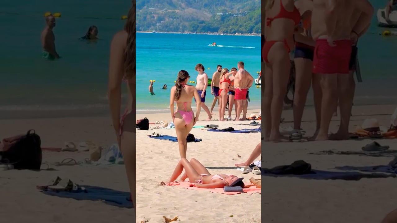🇹🇭Phuket Beach Sand And Sea Hot Summer Day Nice Day 25🧜‍♀️ #phuketbeach