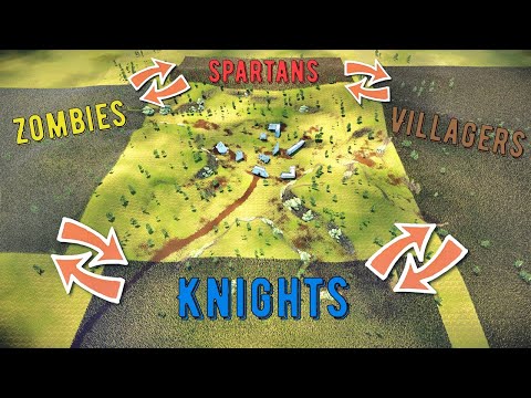 Battle Of 4 Armies: Spartans - Villagers - Knights - Zombies - UEBS 2