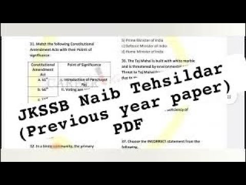 JKSSB Naib Tehsildar ðŸ‘‰Previous year paper ðŸ‘‰PDF Download â¬‡ï¸ #jkssb #Jkssbjobs