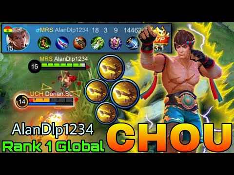 18 Kills Chou The King of Muay Thai!  Top 1 Global Chou by AlanDlp1234 - Mobile Legends
