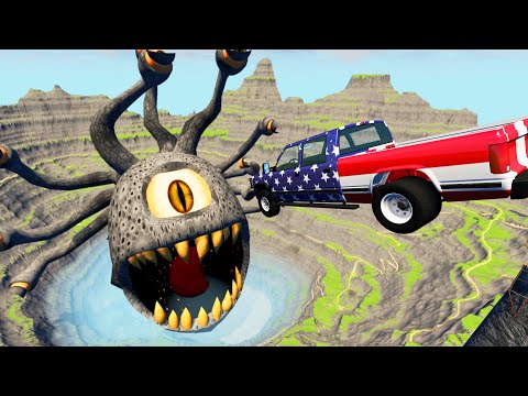 Offroad Car Jump In Quarry With Beholder - Beamng Drive Game