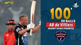 🔥 AB de Villiers's 100 Run Against Dhaka Dynamites || 34th Match || Edition 6 || BPL 2019